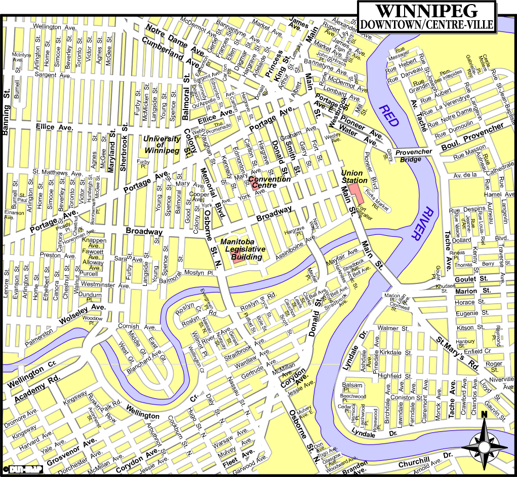 stadt center karte von Winnipeg