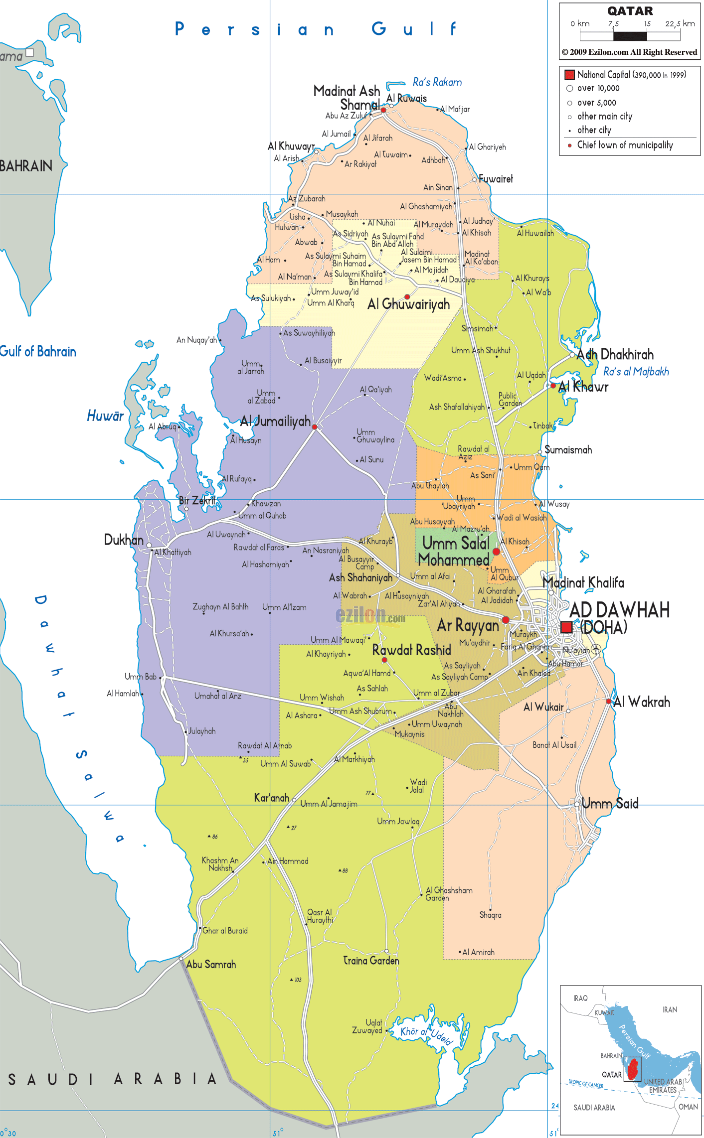 provinzen karte von katar
