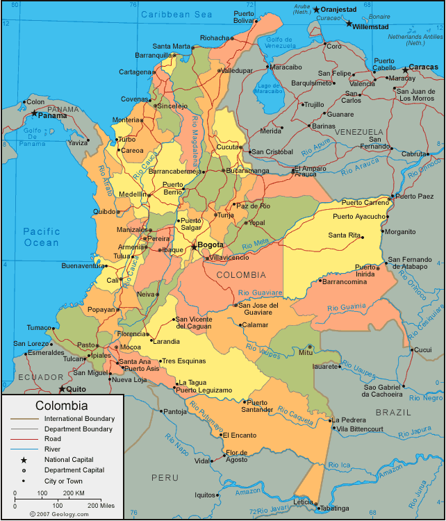 karte von kolumbien