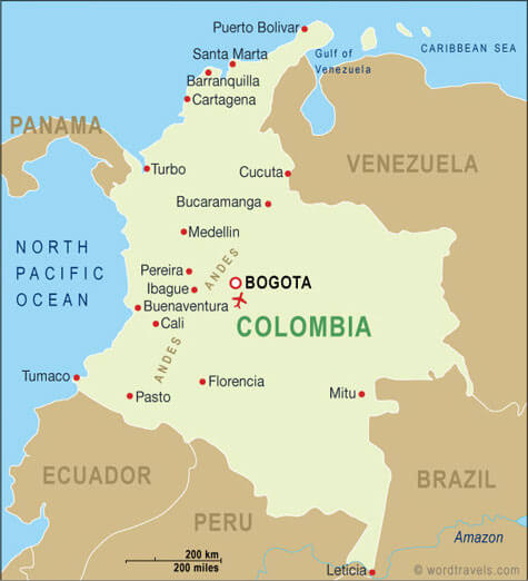 kolumbien diplomatisch karte