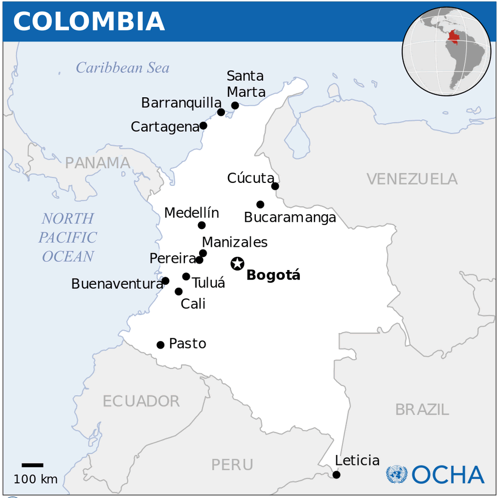 kolumbien lage karte
