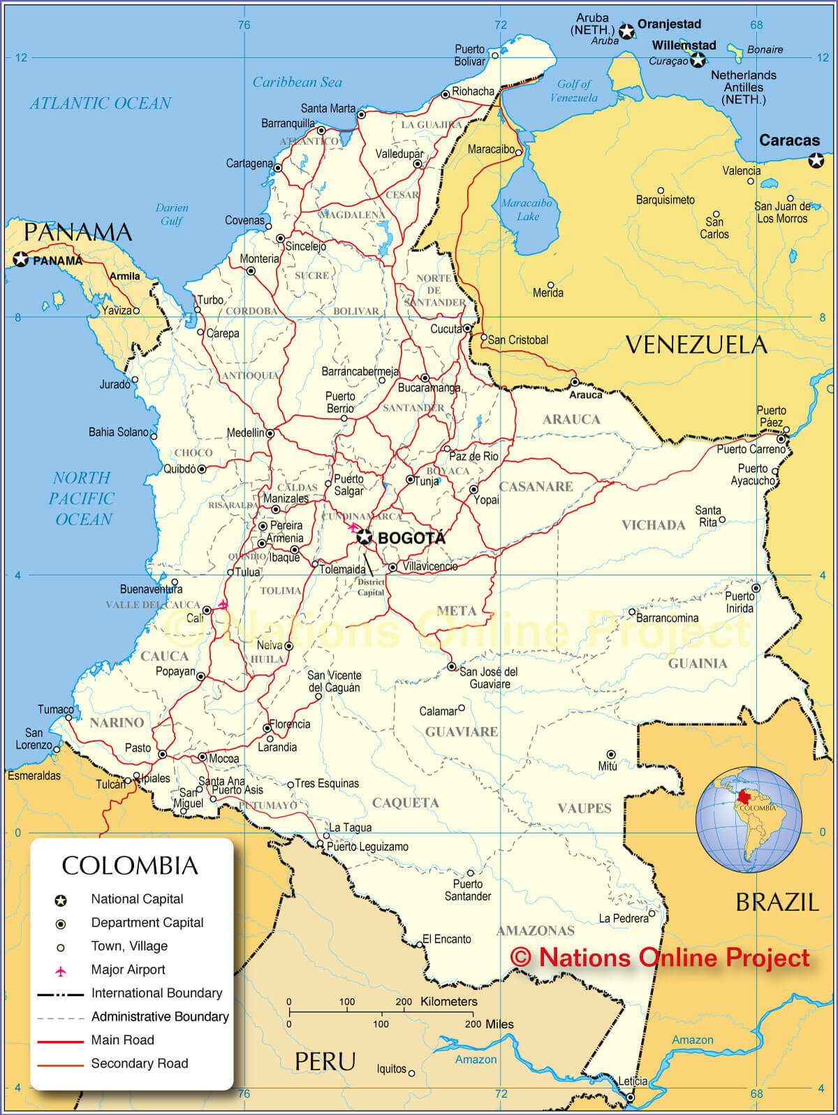 kolumbien politisch karte