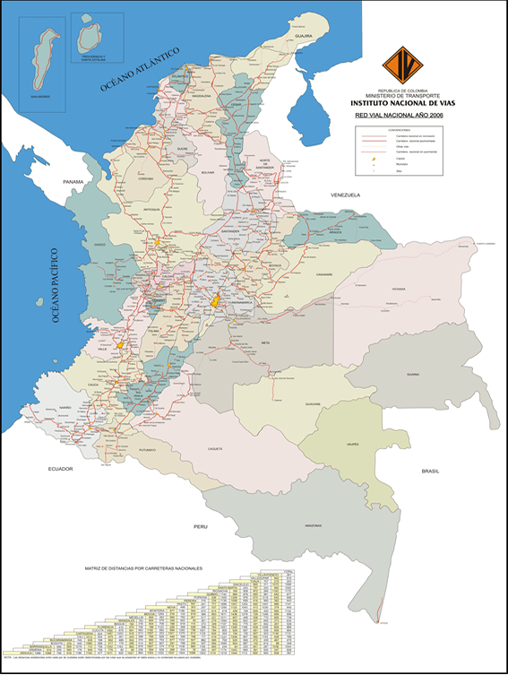 strase karte von kolumbien 2006