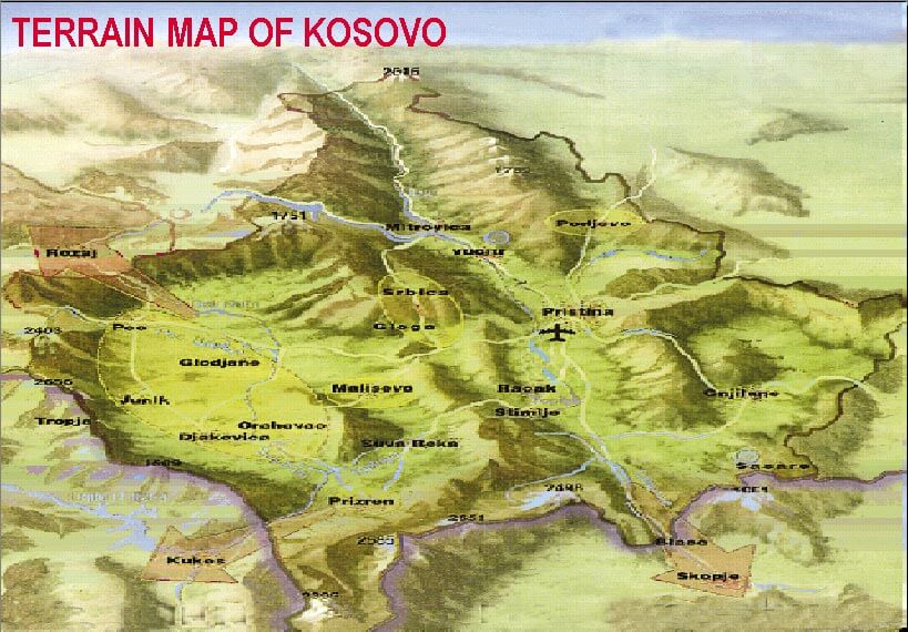 kosovo terrain karte