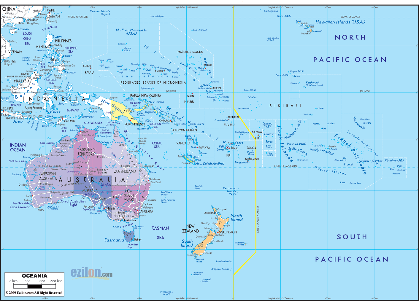 ozeania australisch karte