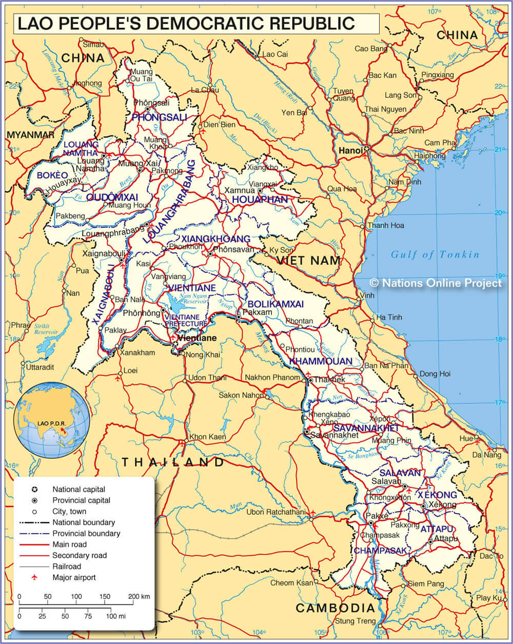 laos regionen karte