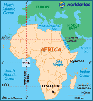 lesotho karte afrika