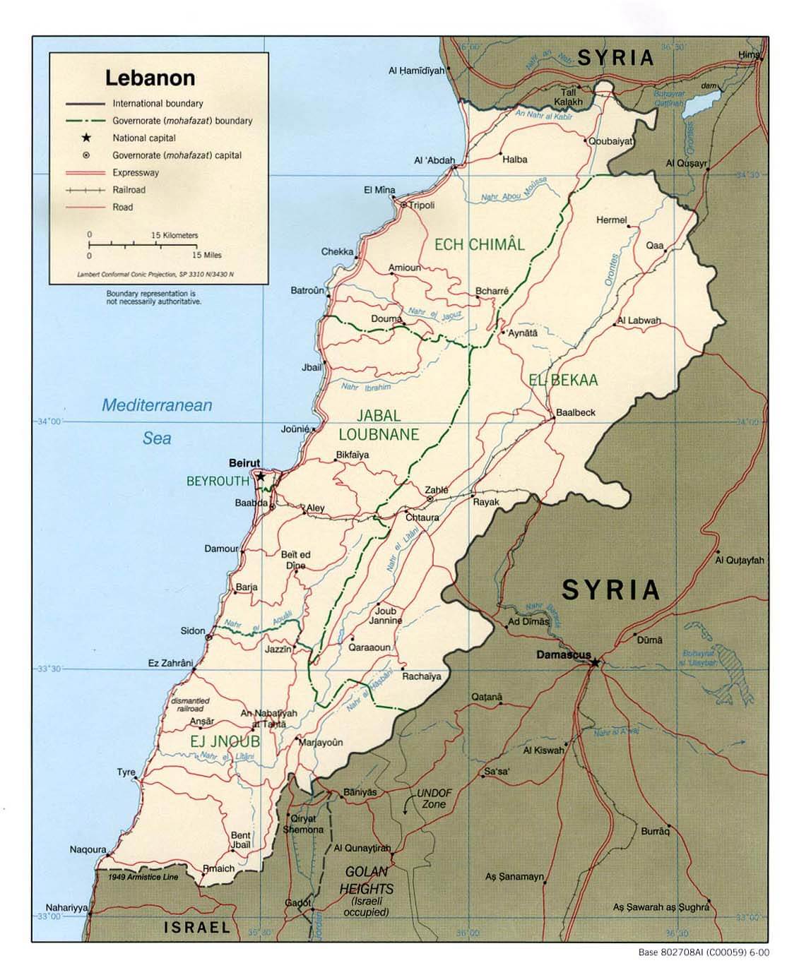 libanon diplomatisch karte