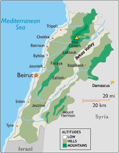 libanon karte beirut