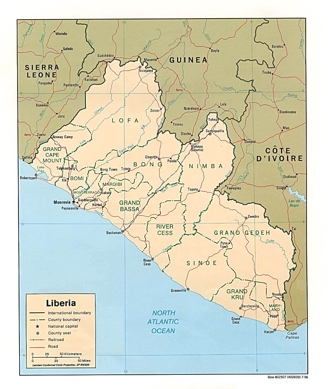 liberia politisch karte