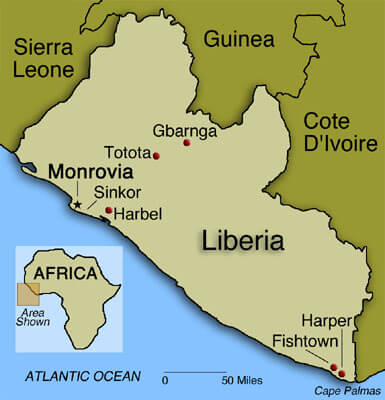 liberia stadte karte