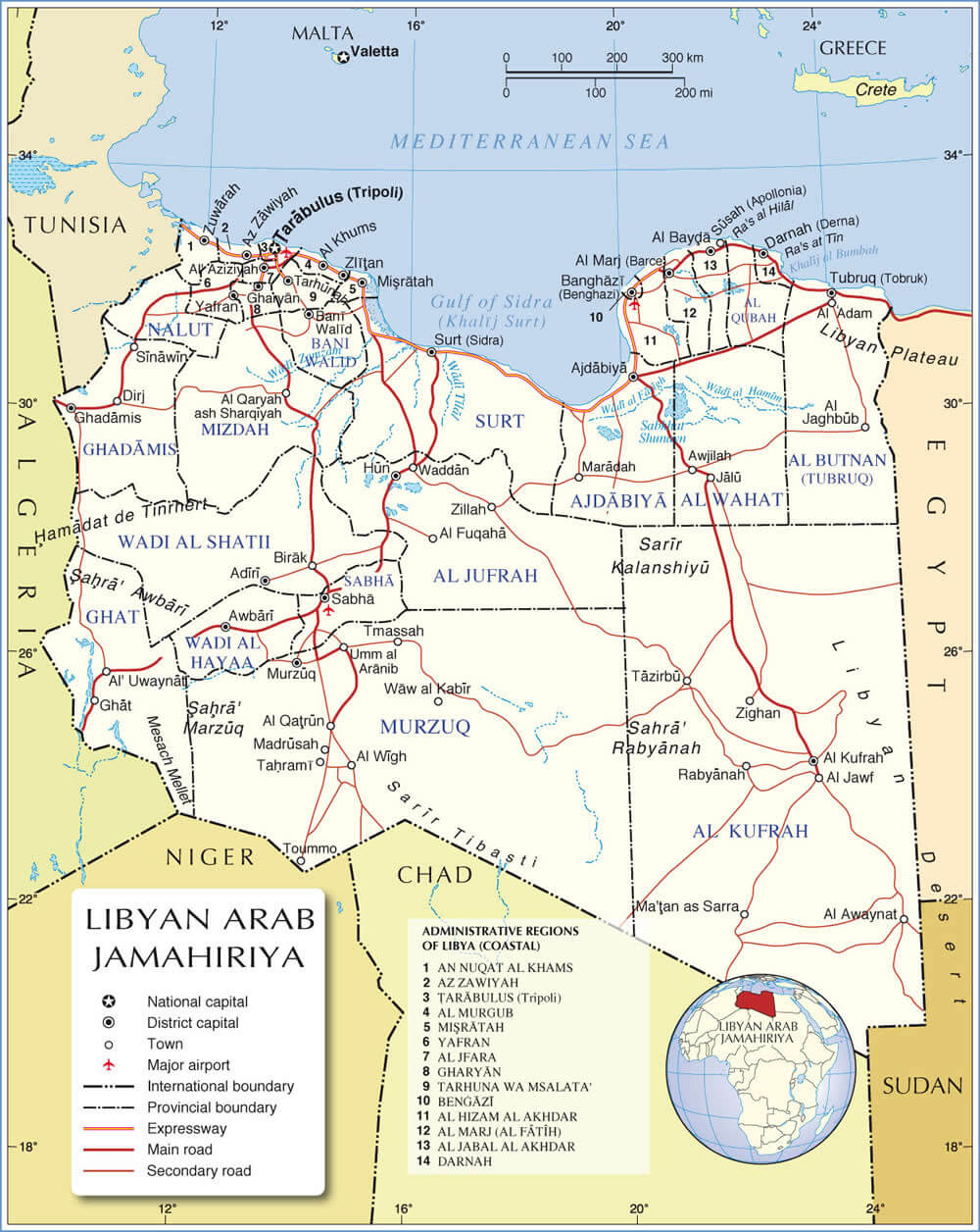 libyen regionen karte