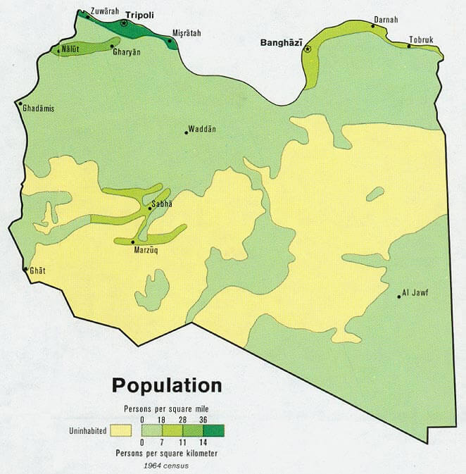 libyen bevolkerung karte 1974