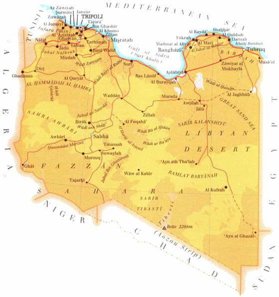 libyen geographisch karte