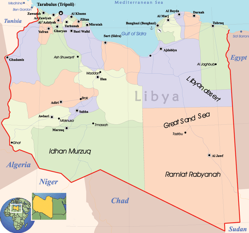 libyen regionen karte