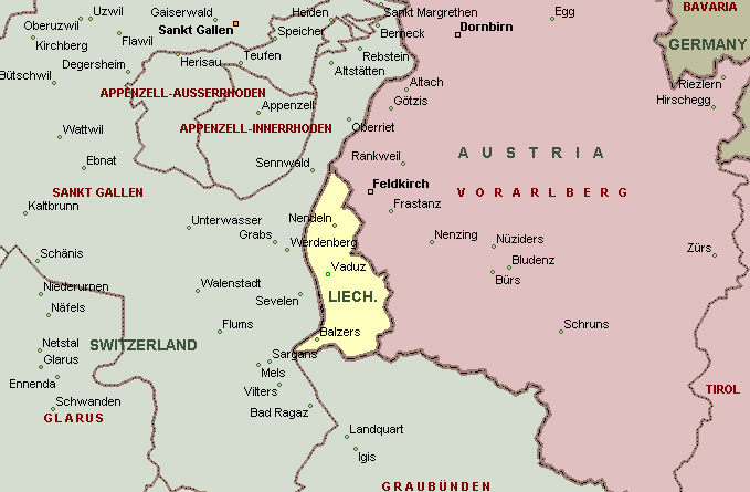 Liechtenstein karte osterreich