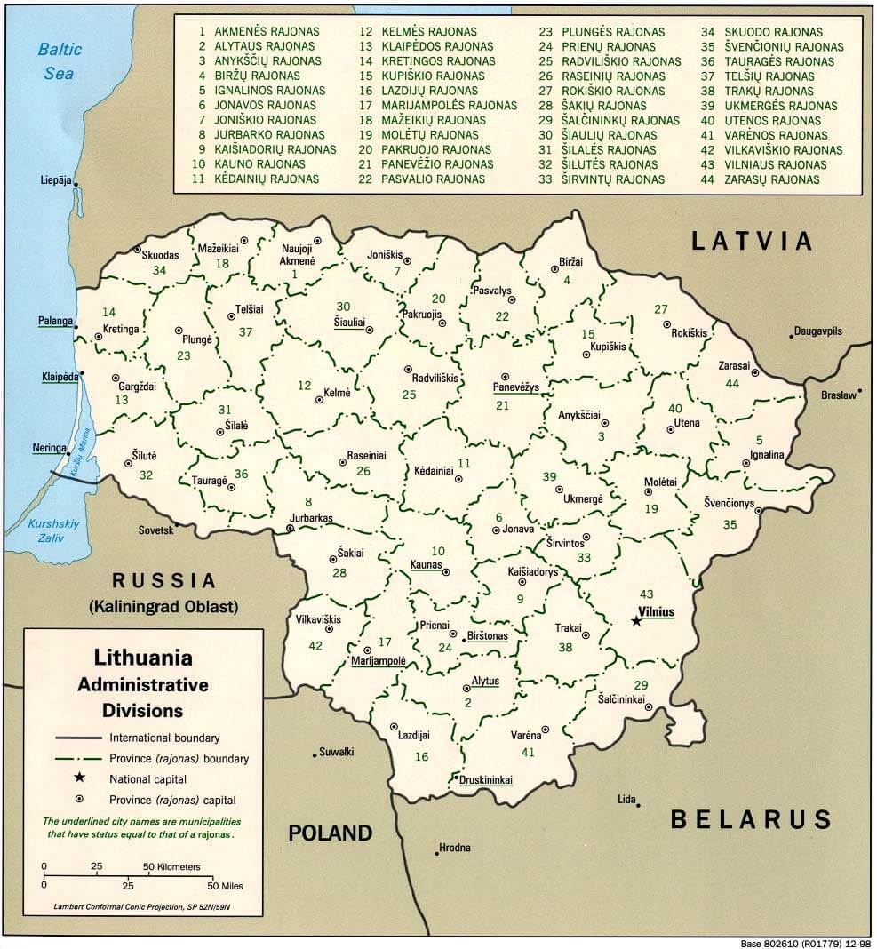 administrativ karte von litauisch