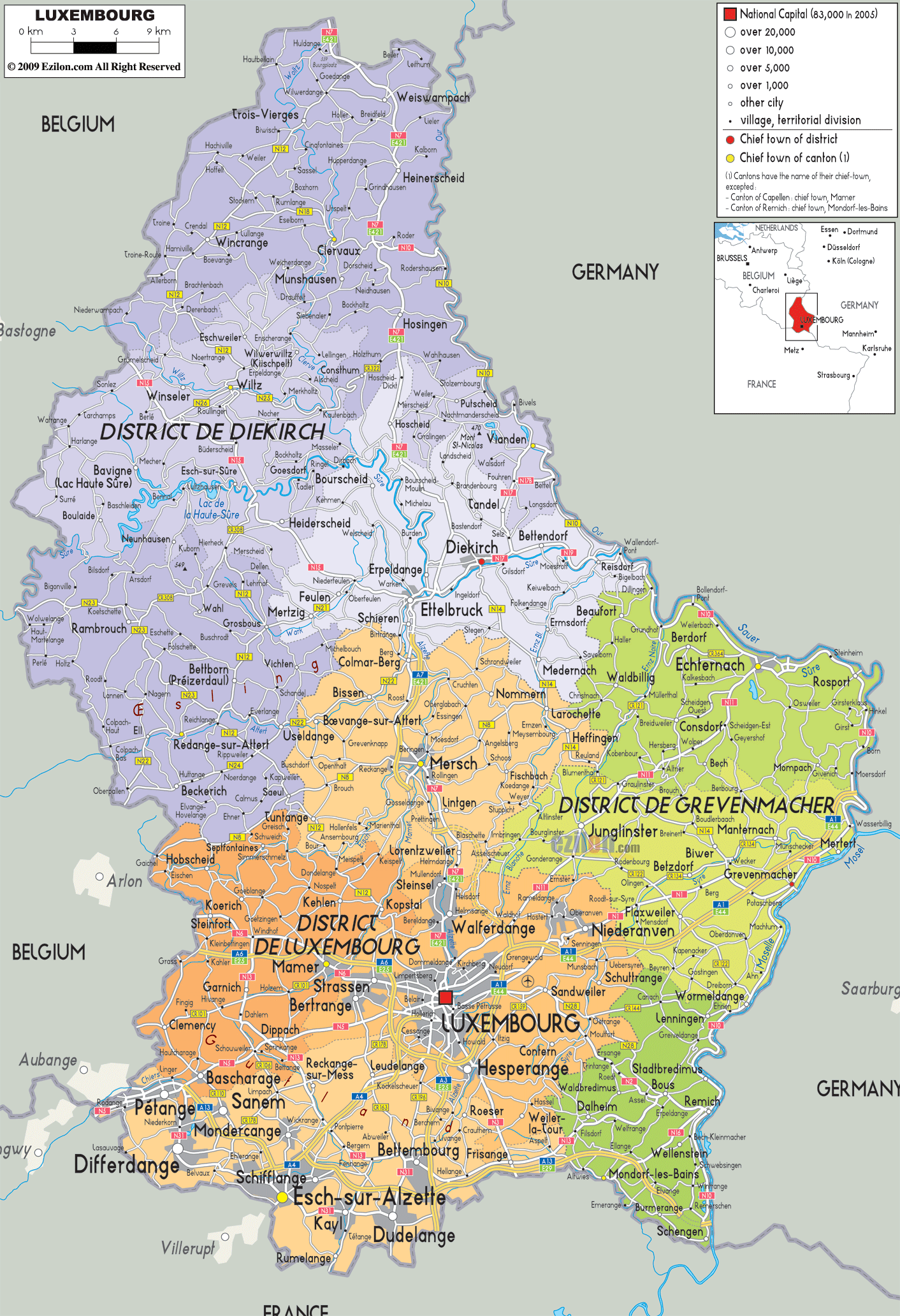 luxemburg politisch karte