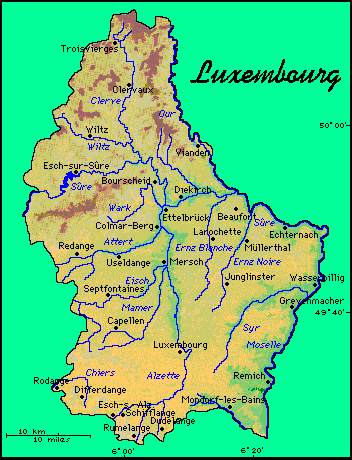 physikalisch karte von luxemburg