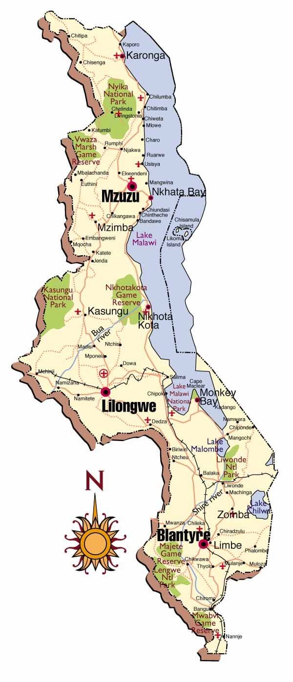 Malawi karte