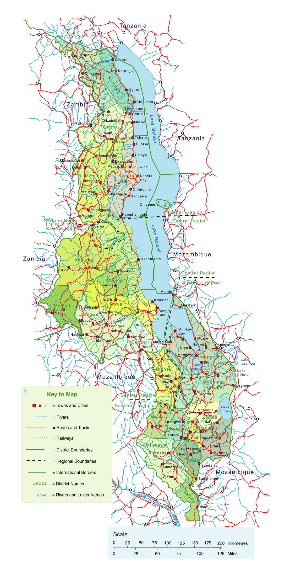 Malawi Overaussicht karte