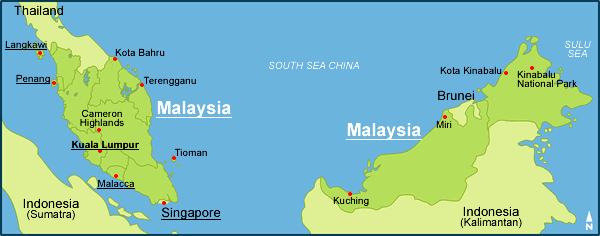 malaiischsia stadte karte