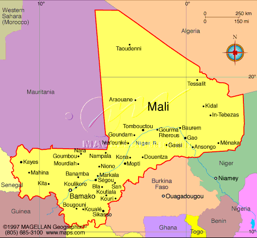 politisch karte von mali