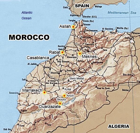 marokko physikalisch karte