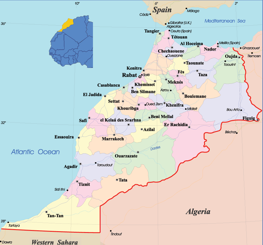 marokko politisch karte