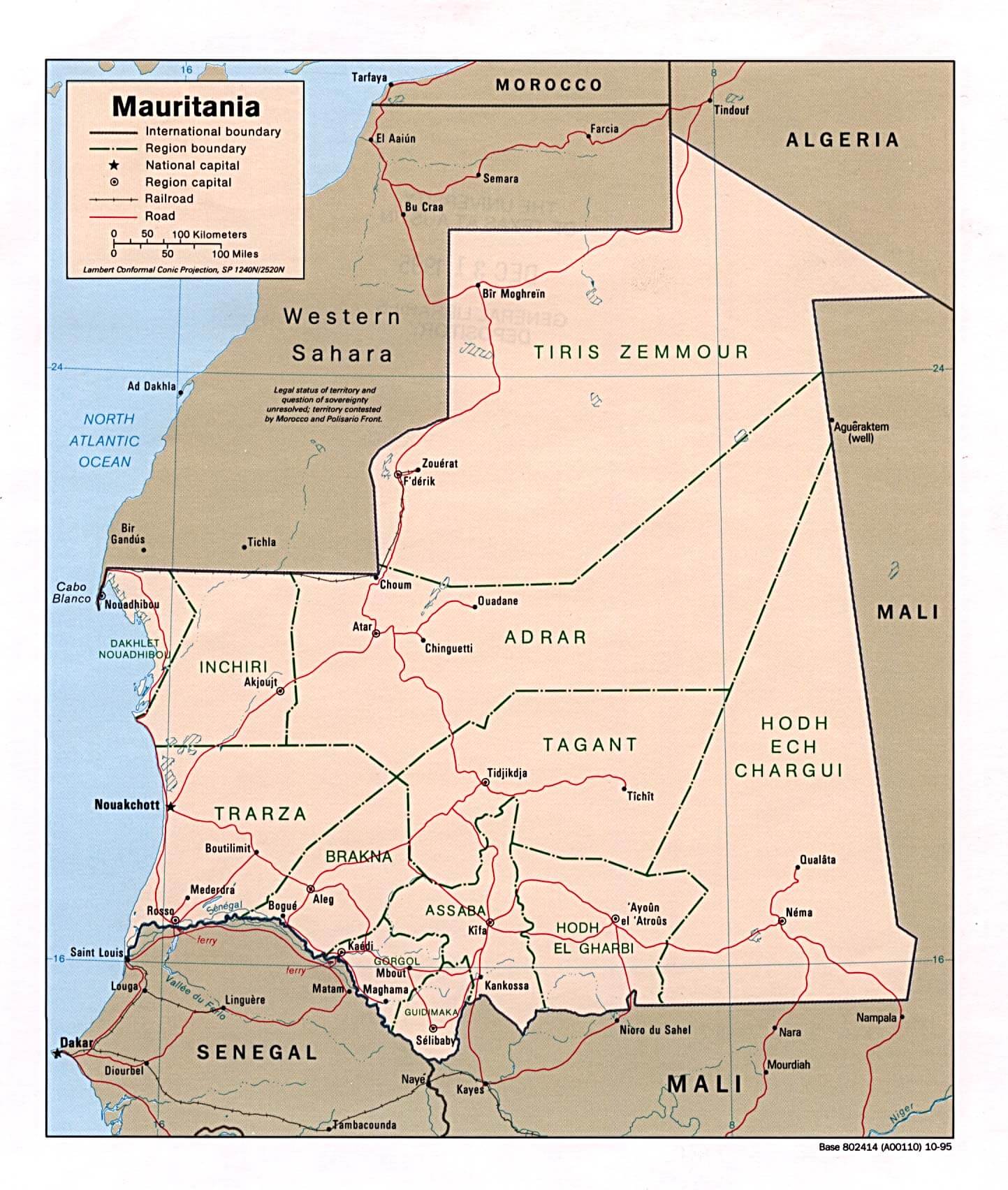 mauretanien politisch karte