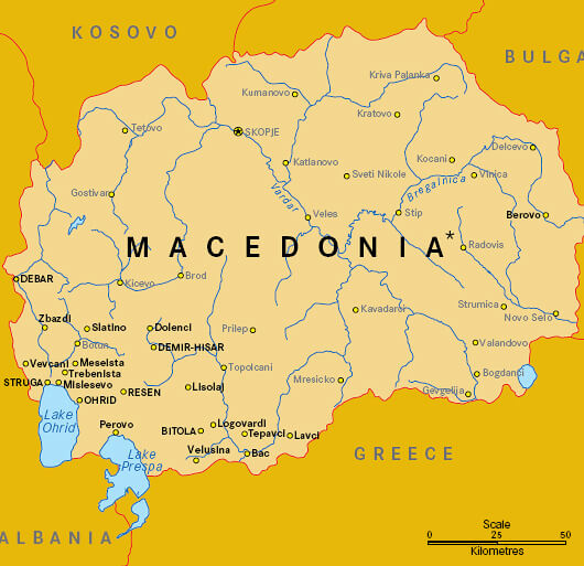 mazedonien politisch karte
