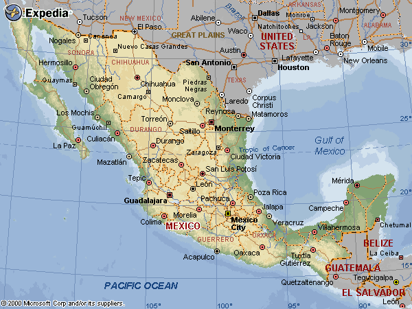 mexiko physikalisch karte