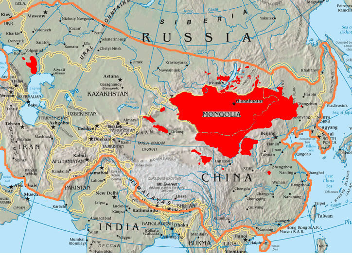 grenze karte von von 13th jahrhuntert mongole reich