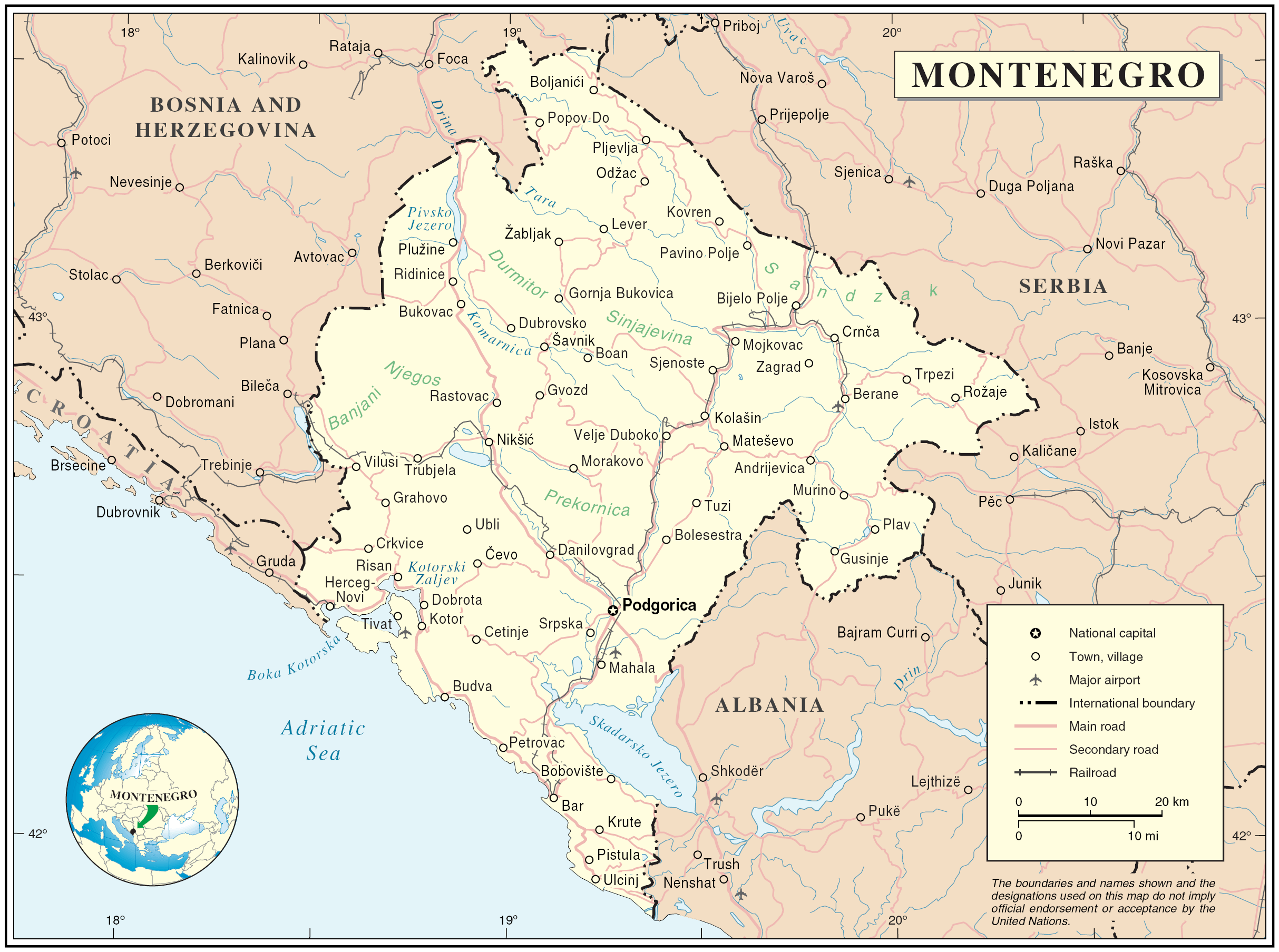 Montenegro National Map