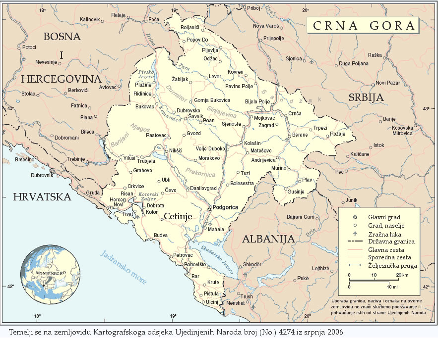 karte der republik von montenegro
