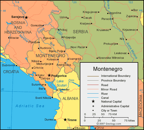 karte von Montenegro