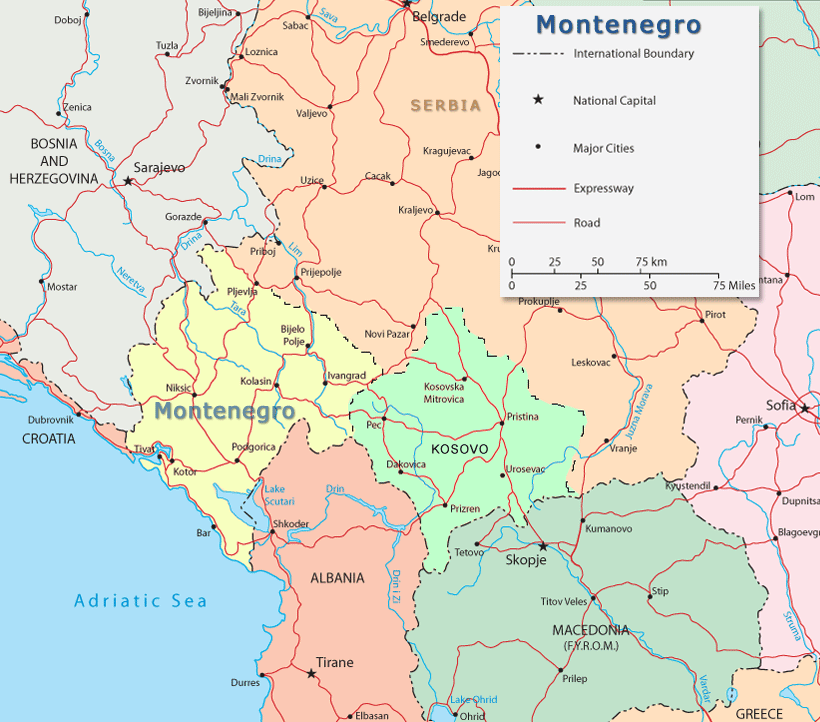 montenegro karte