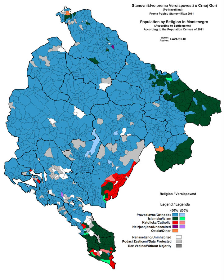 montenegro religion karte 2011