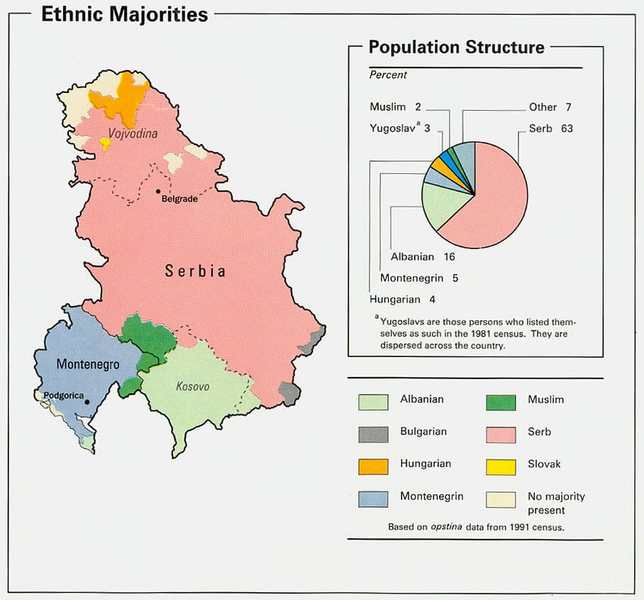 serbien montenegro ethnisch karte 1993