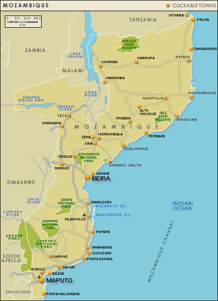 mosambik stadte karte