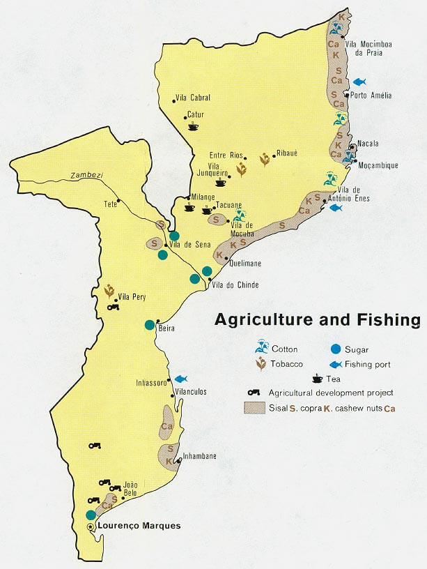 mosambik agrikultur fishing karte
