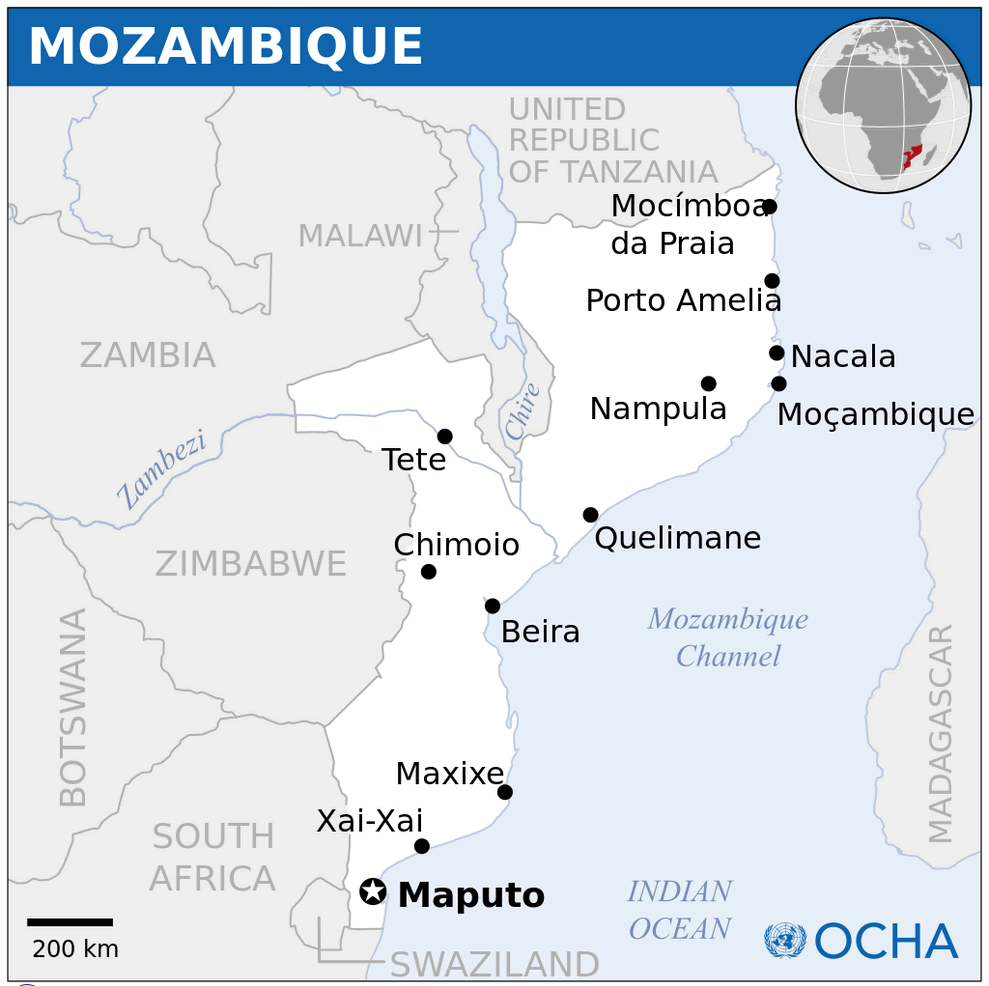 mosambik lage karte