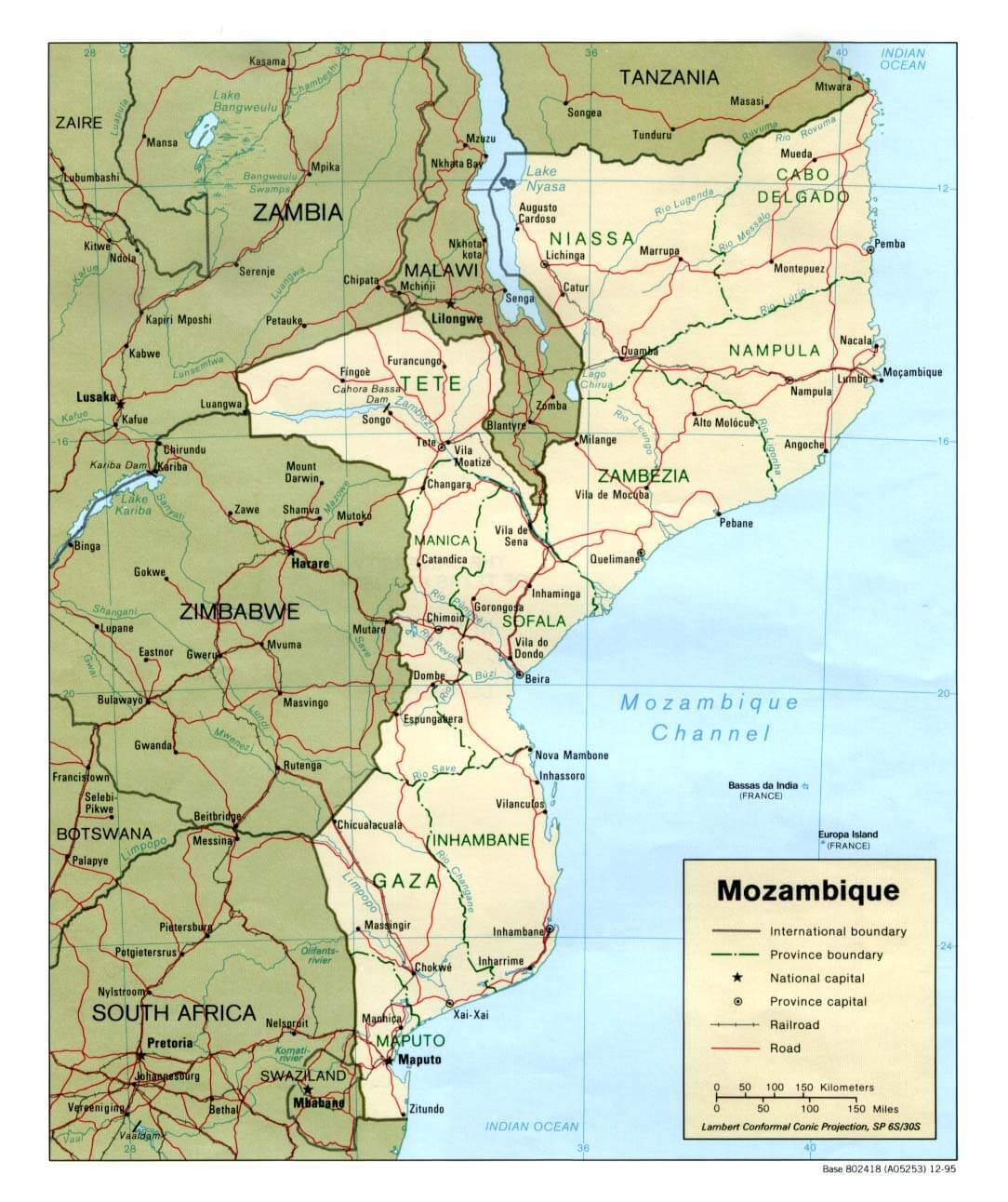mosambik regionen karte