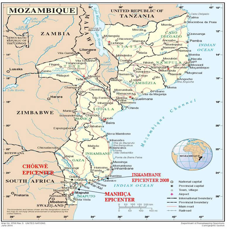 regionen karte von mosambik