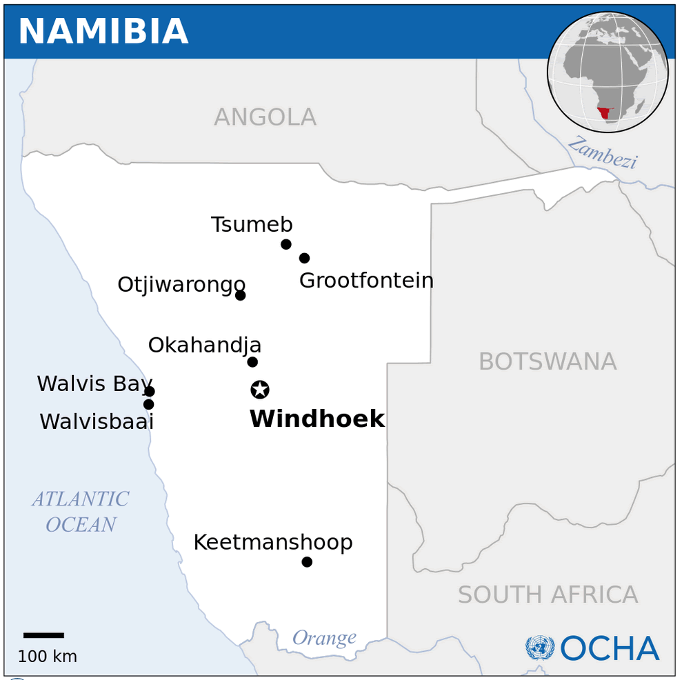 namibia lage karte