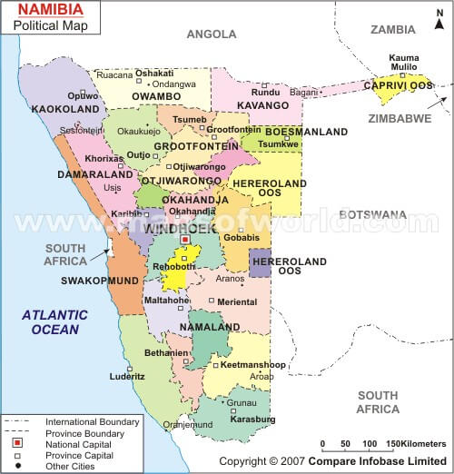 namibia politisch karte