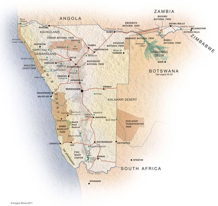 physikalisch karte von namibia