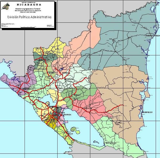 nicaragua abteilungen karte