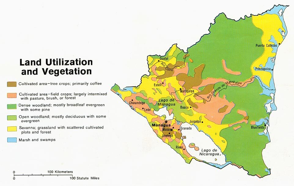 nicaragua land nutzung vegetation karte 1979