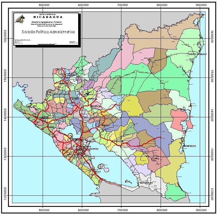 nicaragua municipality karte